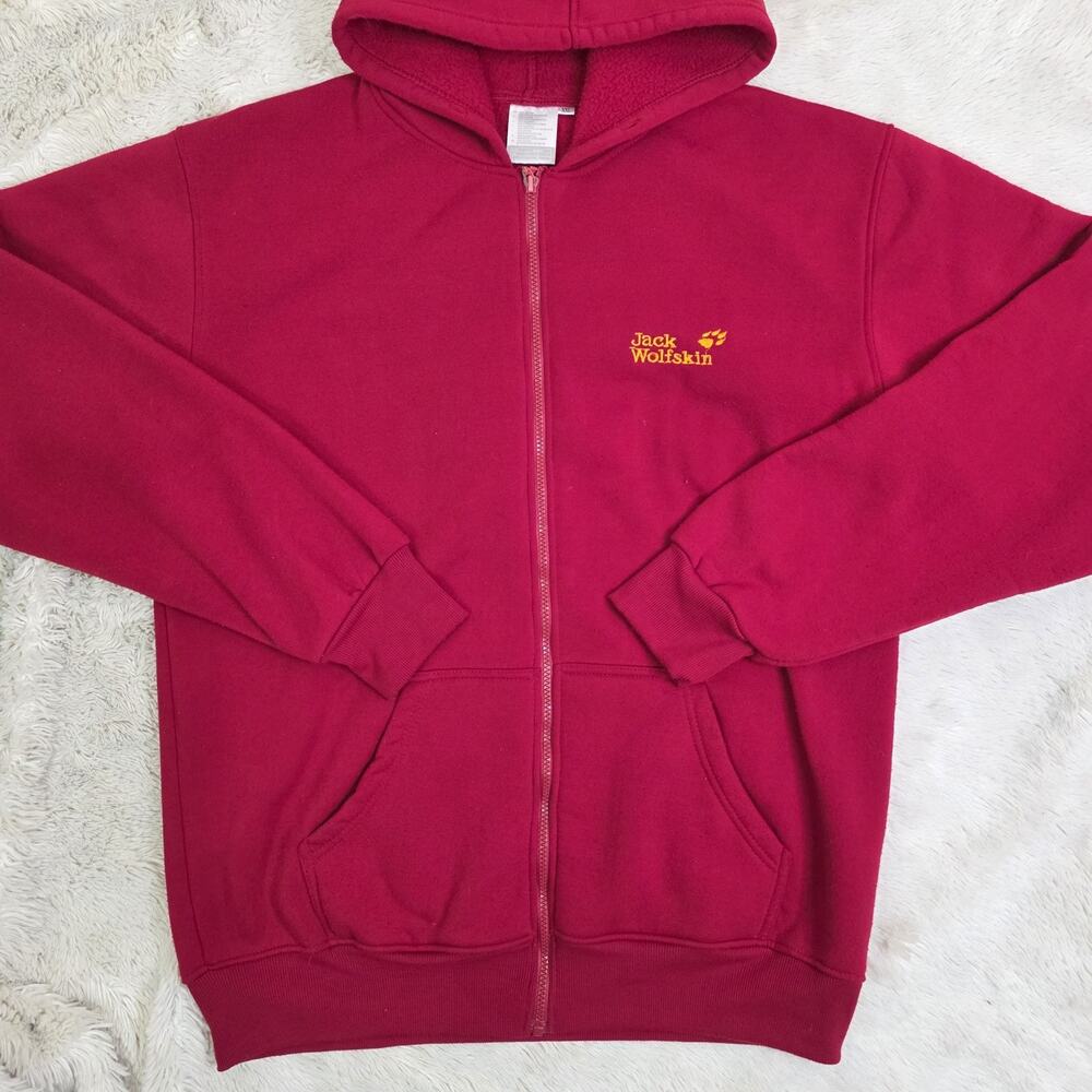 JACK WOLFSKIN Men’s Size XXL Red Jacket Full Zip Hoodie Fleece Sweatshirt